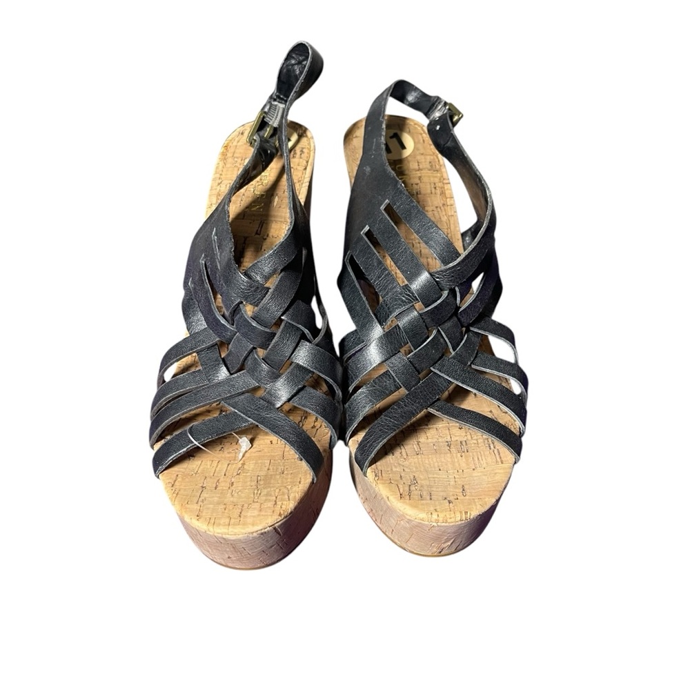 Ralph Lauren Black Strappy Wedge Sandals